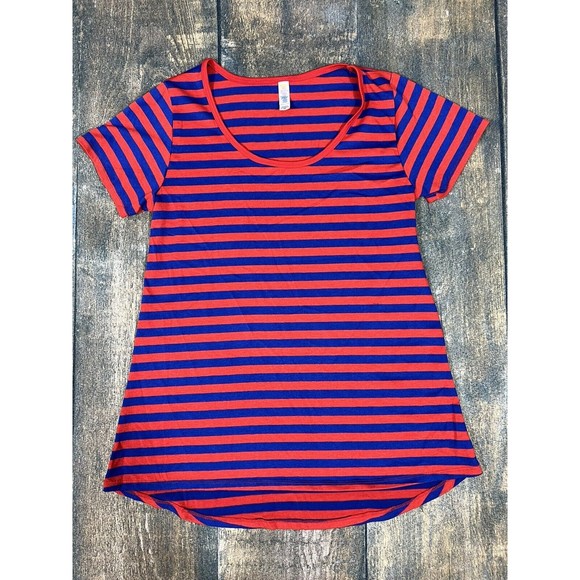 Women’s LuLaRoe Classic T! Size XS (Runs Big), Red Blue Stripe! - Picture 1 of 7